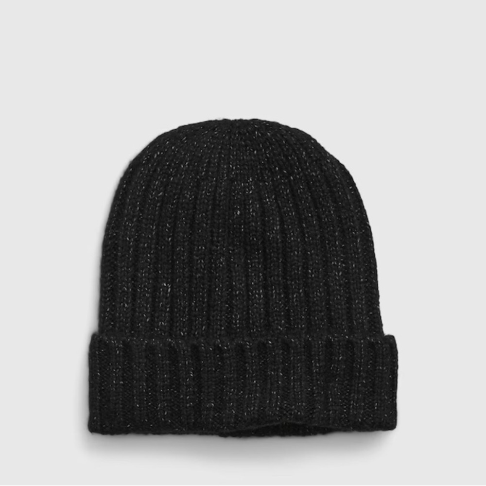 GAP NWT Ribbed Tweed Beanie - True Black